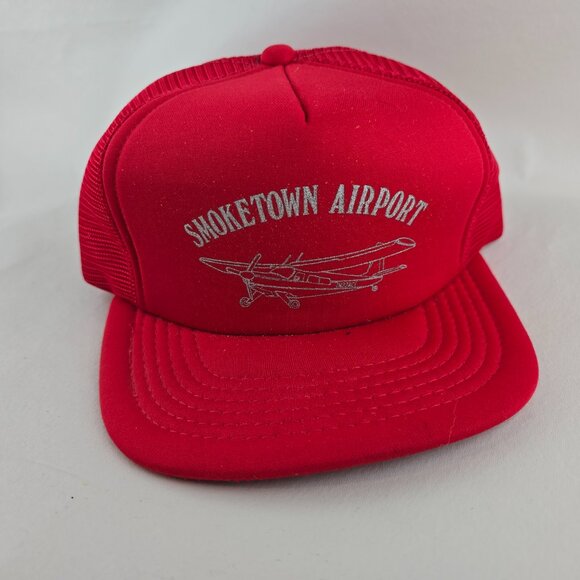 Smoketown Airport Men One Size Red Trucker Hat Mesh Snapback Pilot Plane Vintage - Picture 4 of 8